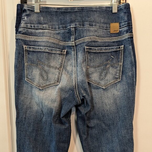 Jag Jeans High Rise Skinny Distressed Pull-On Jeans Dark Wash Blue Women's SZ 6 - Picture 7 of 16